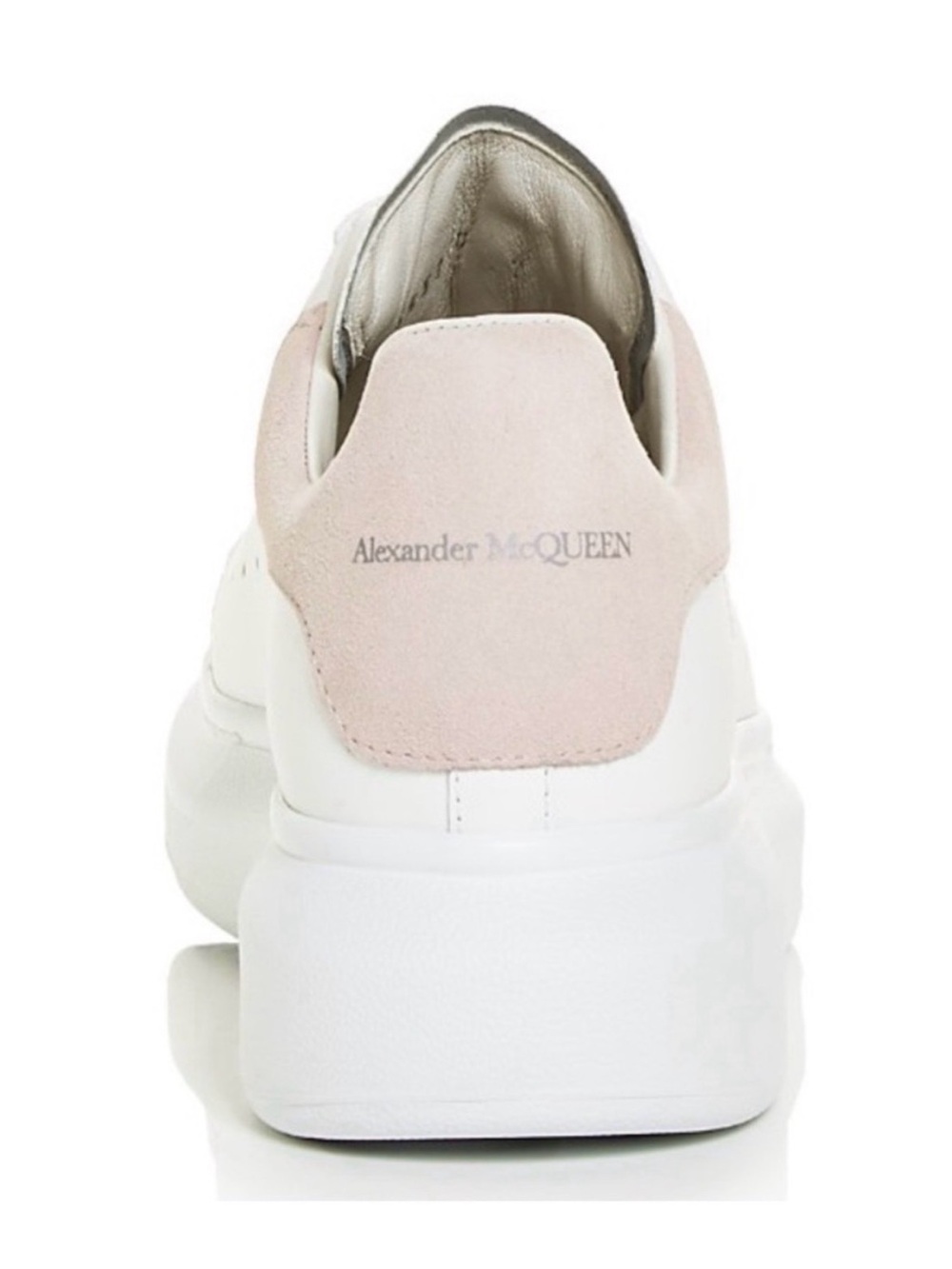 Alexander McQueen White
Leather Platform Sneakers with Blush Heel size 38